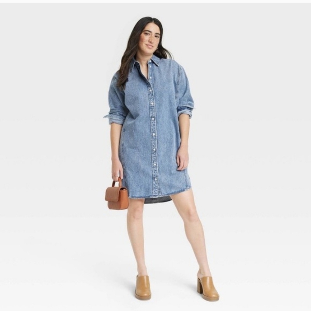 Universal Thread Light Blue Mezclilla Long Sleeve Dress - Picture 2 of 6